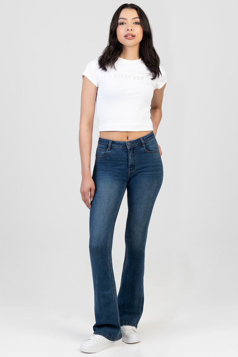 Bootleg Denim Jean - Med Wash