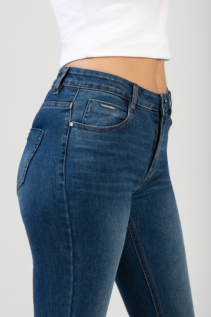 Bootleg Denim Jean - Med Wash