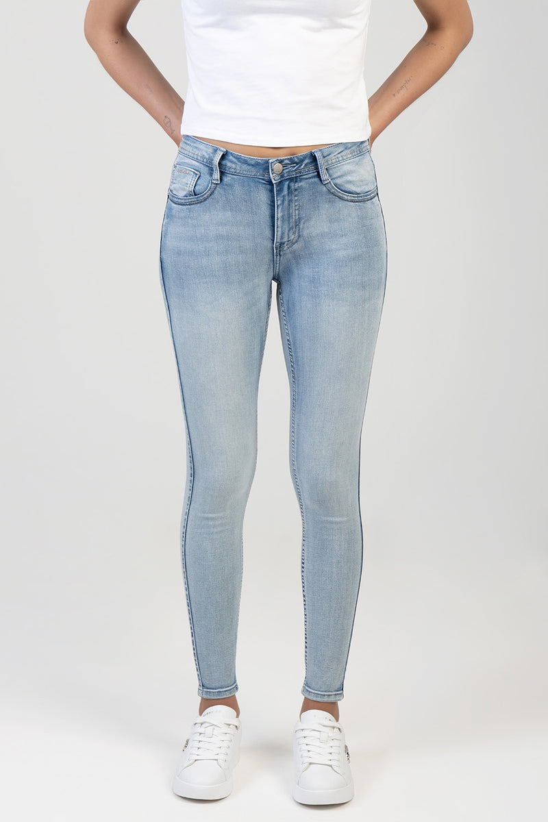 Zoey Mid-Waist Basic Skinny Denim - Light Wash