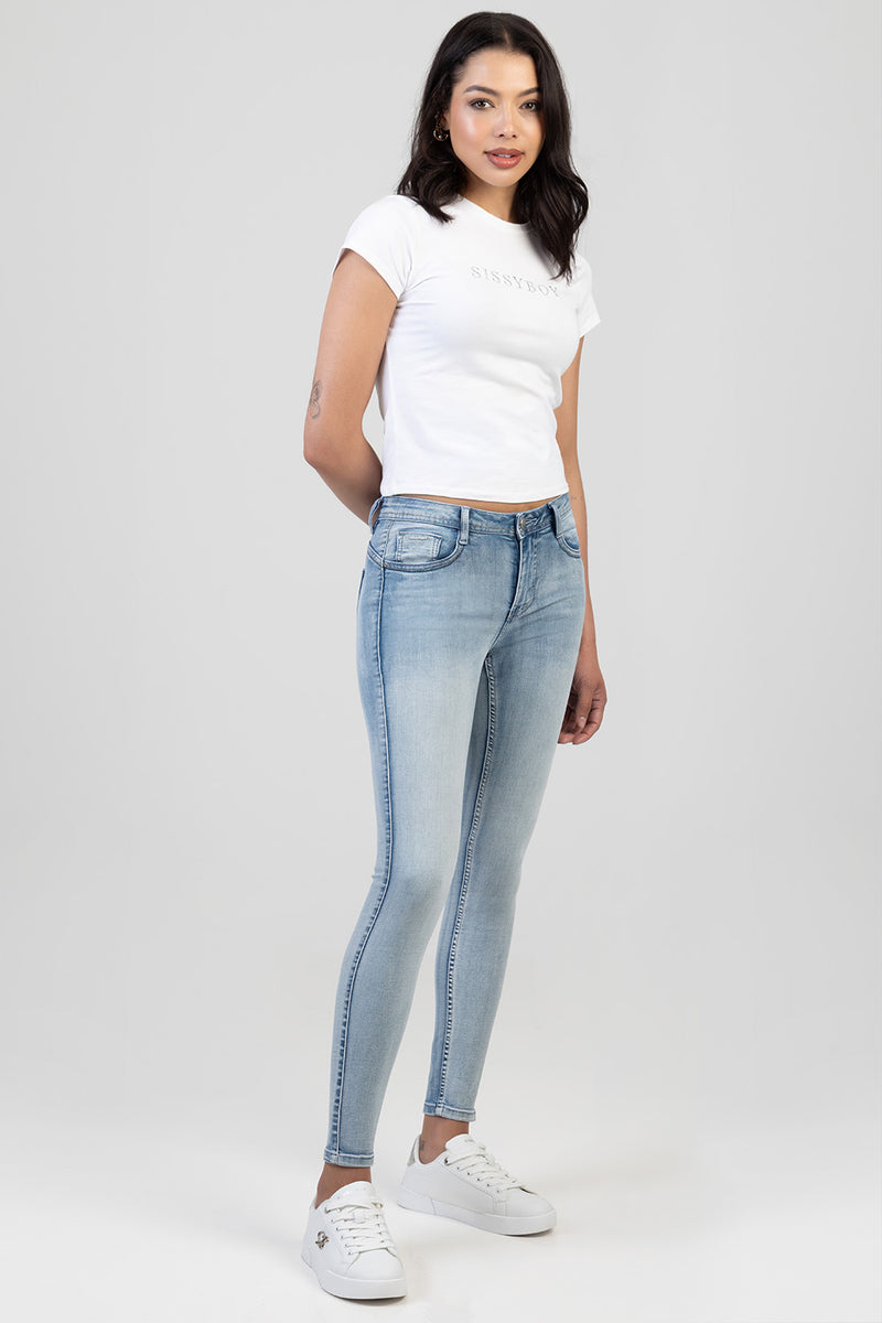Zoey Mid-Waist Basic Skinny Denim - Light Wash