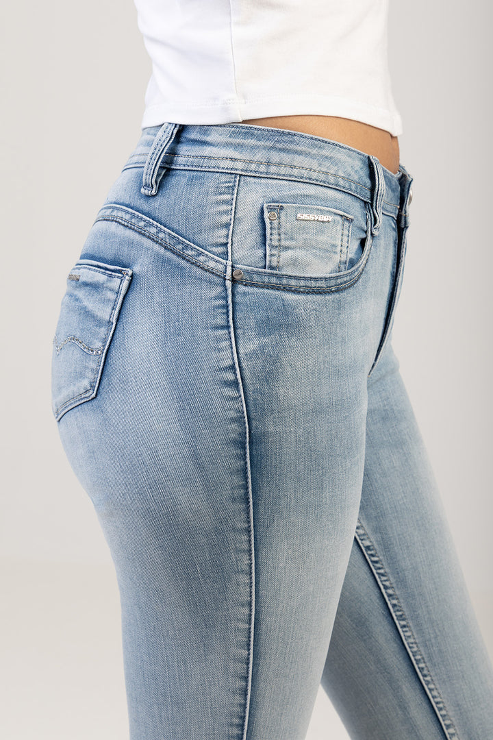 Zoey Mid-Waist Basic Skinny Denim - Light Wash