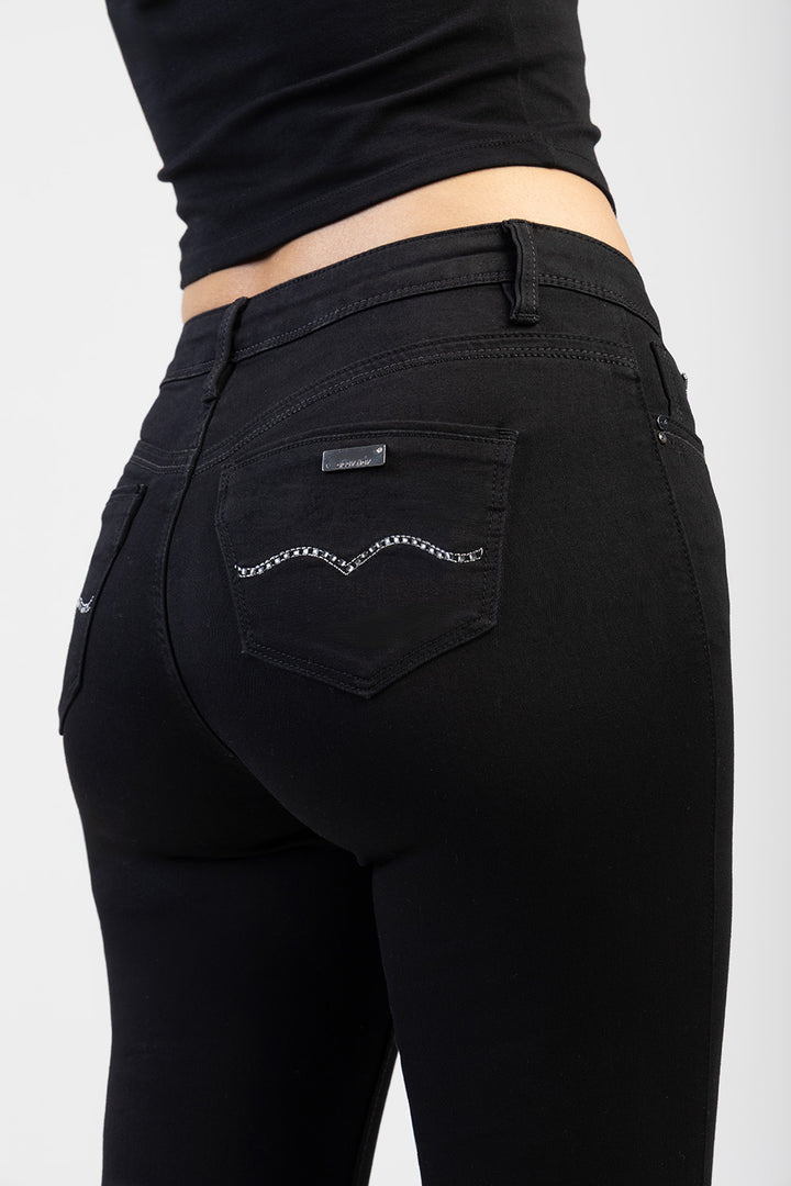 Avery Mid-Waist Basic Skinny Denim Jeans - Black