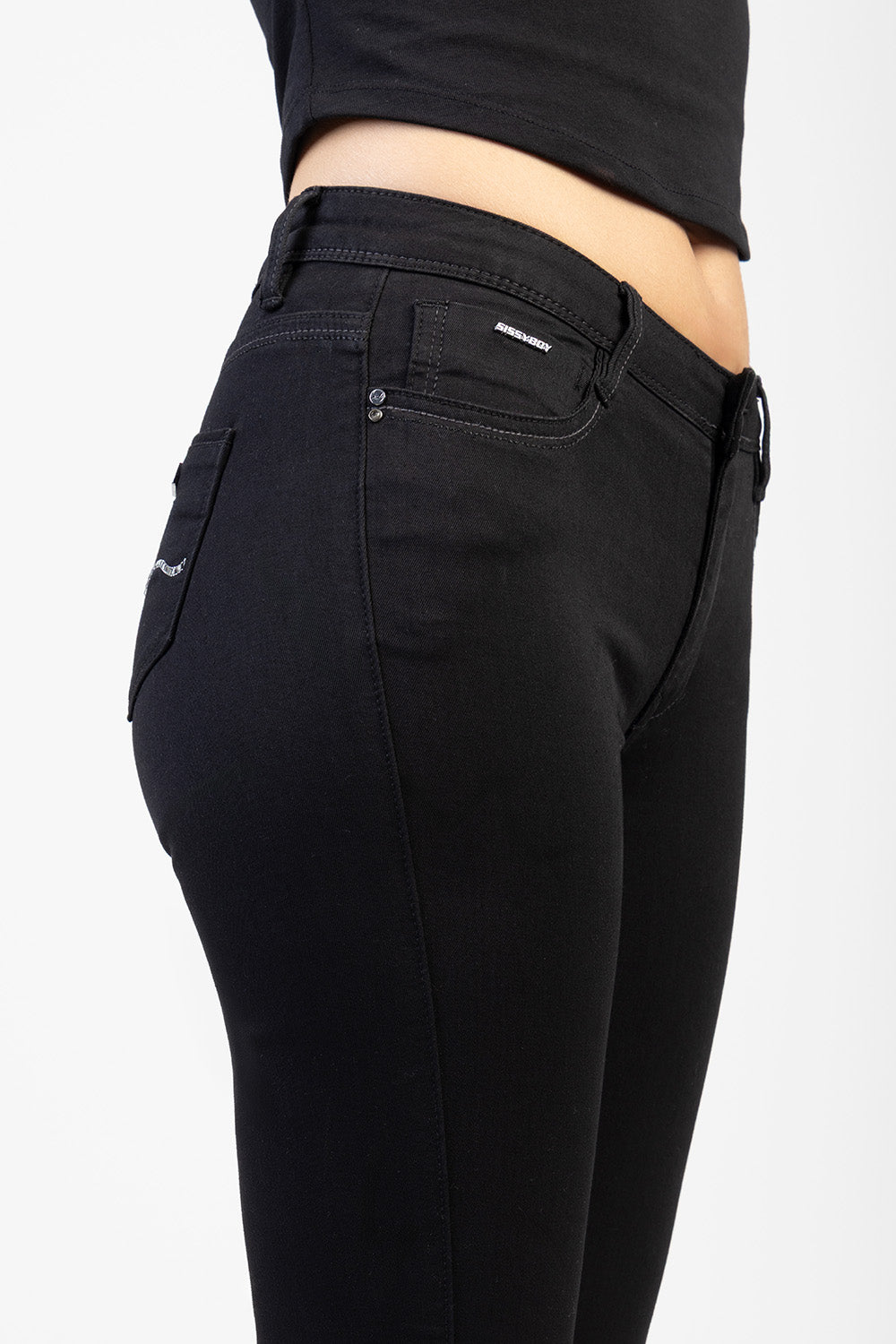 Avery Mid-Waist Basic Skinny Denim Jeans - Black