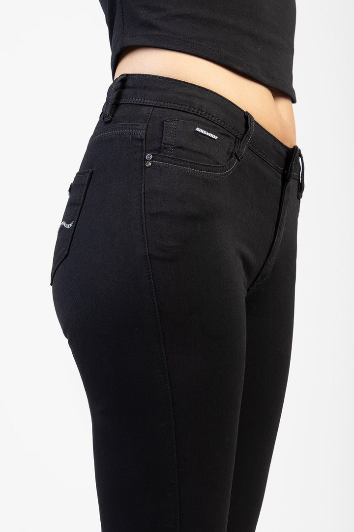 Avery Mid-Waist Basic Skinny Denim Jeans - Black