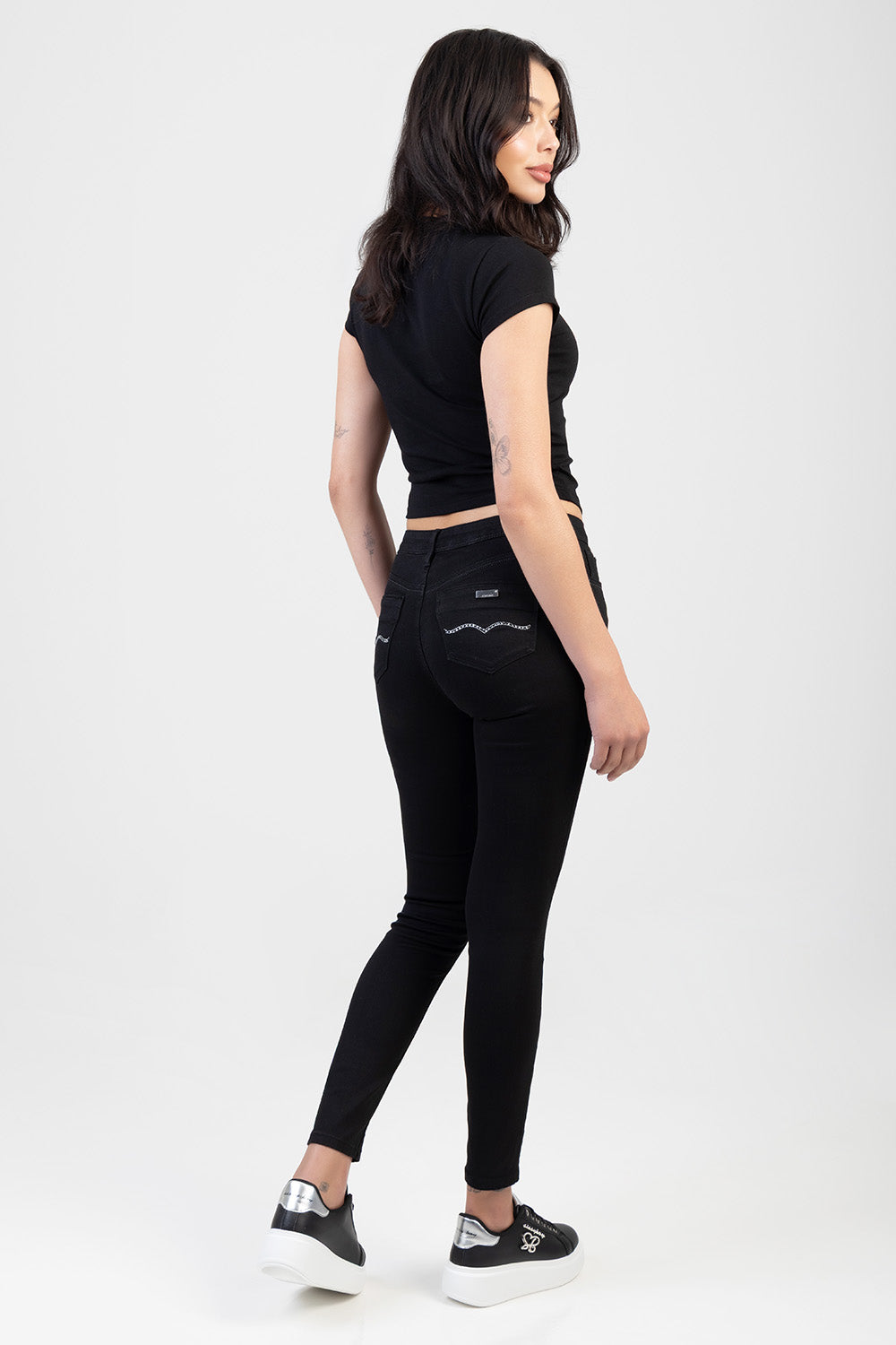 Avery Mid-Waist Basic Skinny Denim Jeans - Black