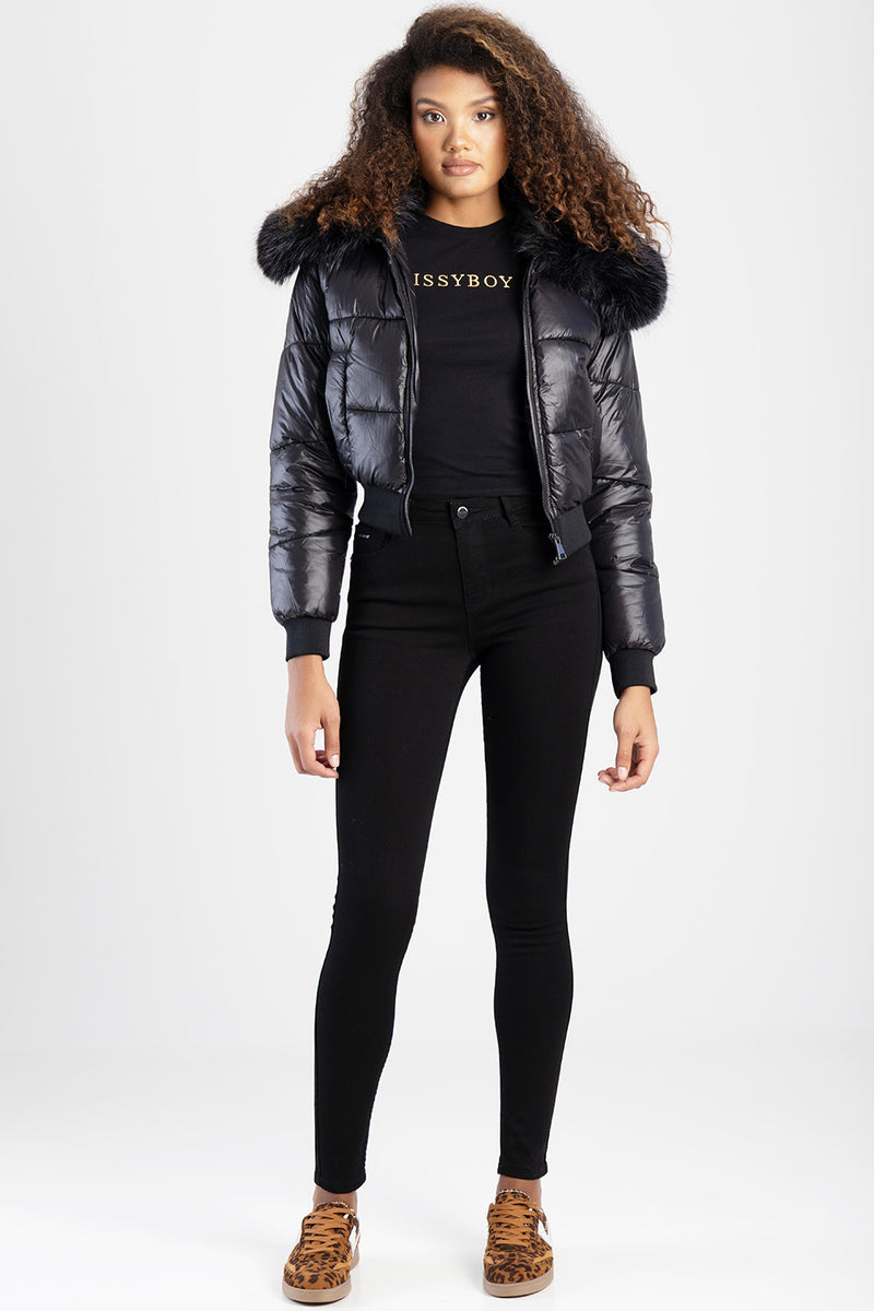 Arlo Wing Pocket Detail Mid Waist Skinny Denim - Black