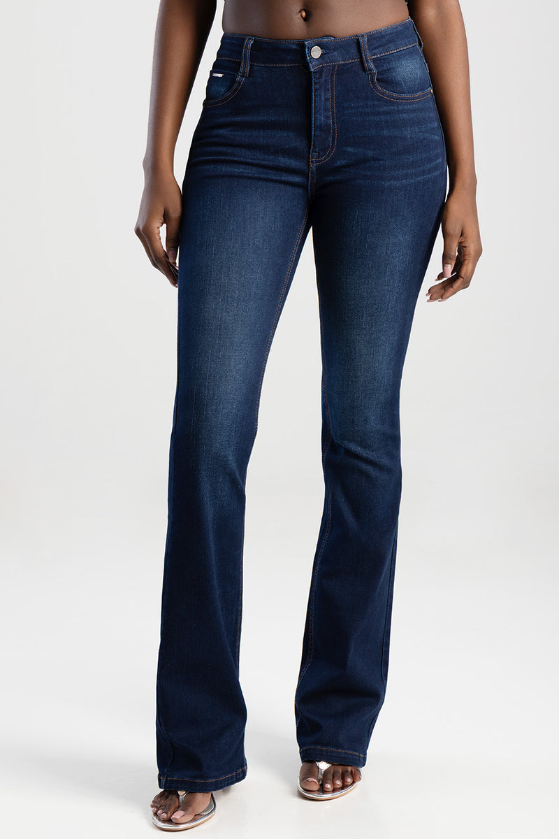 Amelia Mid Waist Bootleg Jean - Dark Wash
