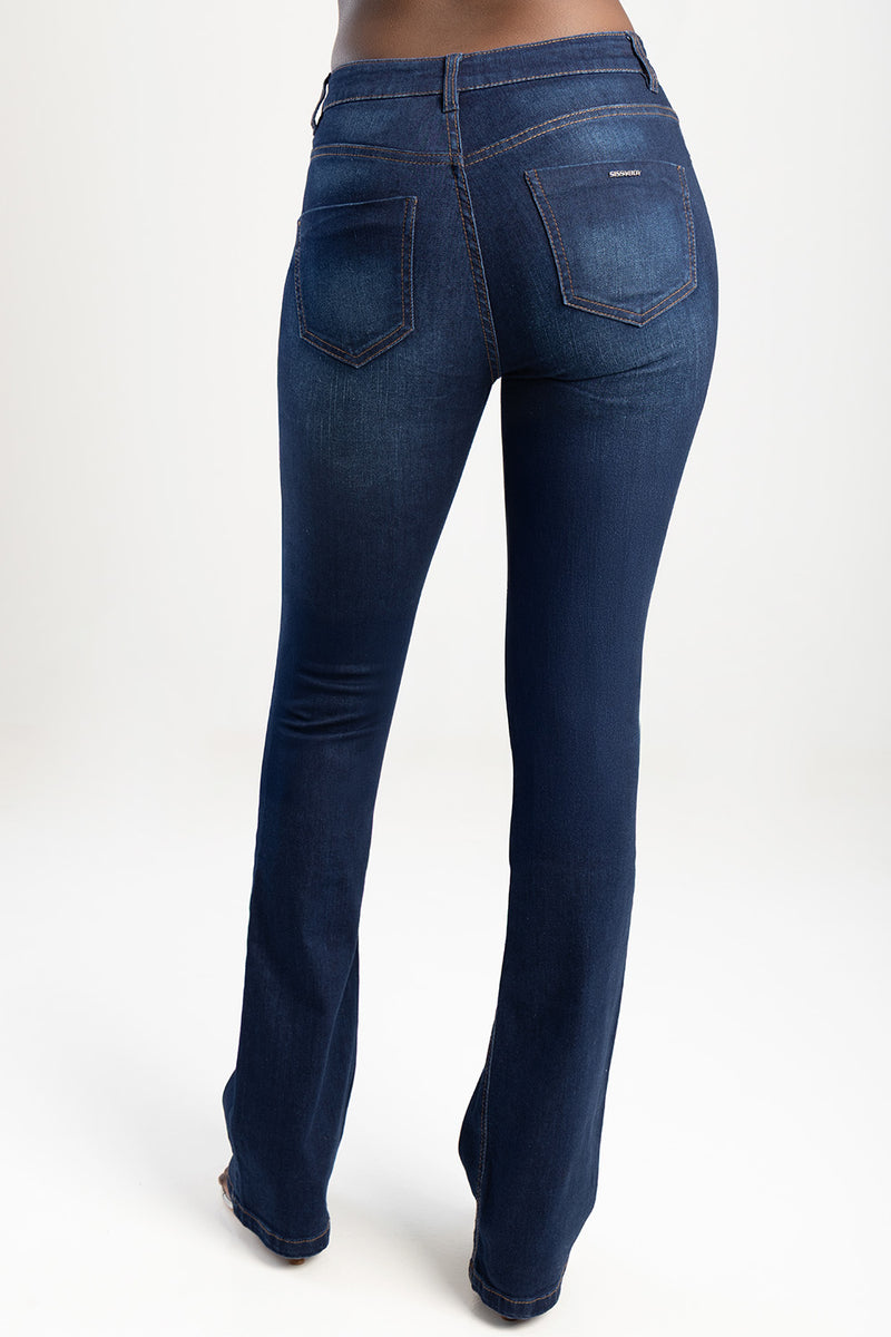 Amelia Mid Waist Bootleg Jean - Dark Wash