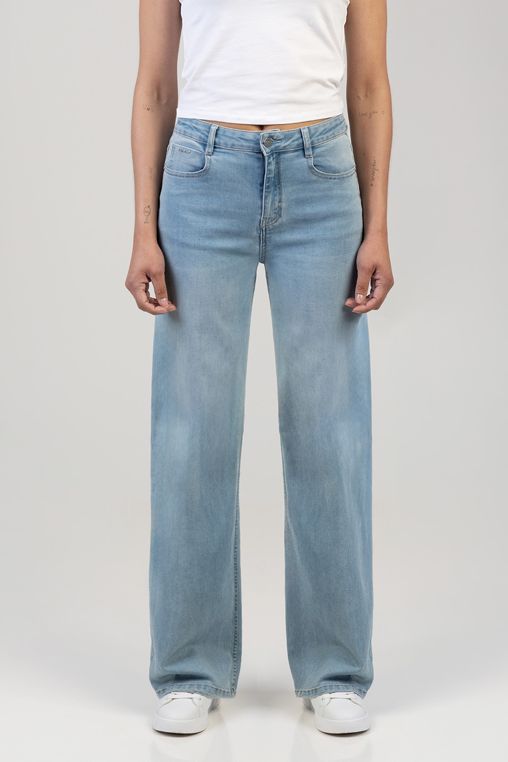 Samanta High Waist Wide Leg Denim - Light Wash