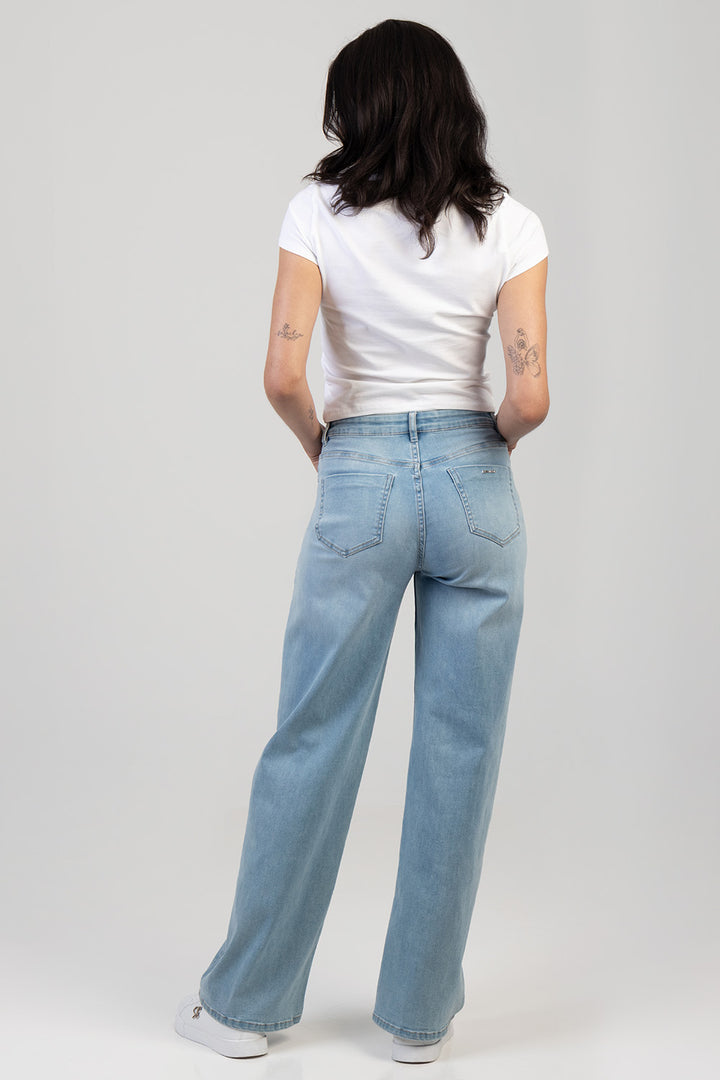 Samanta High Waist Wide Leg Denim - Light Wash