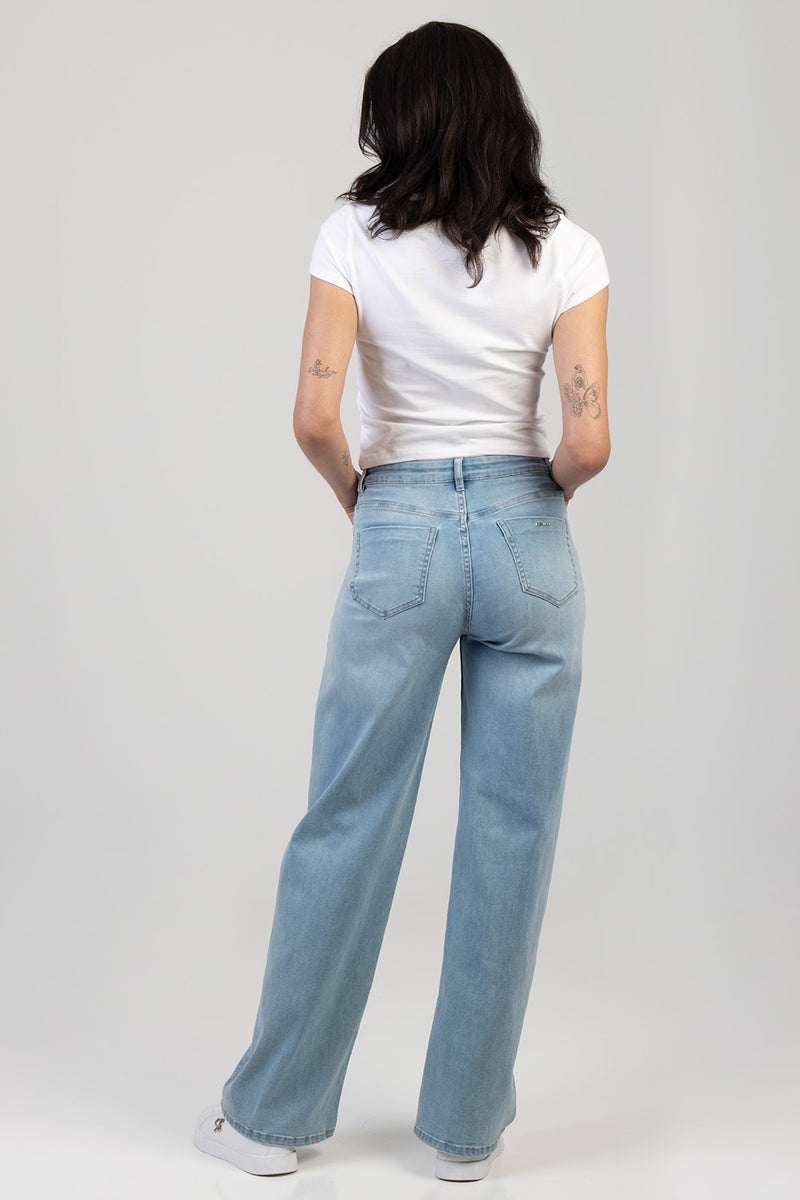 Samanta High Waist Wide Leg Denim - Light Wash