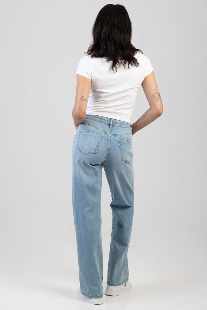 Samanta High Waist Wide Leg Denim - Light Wash