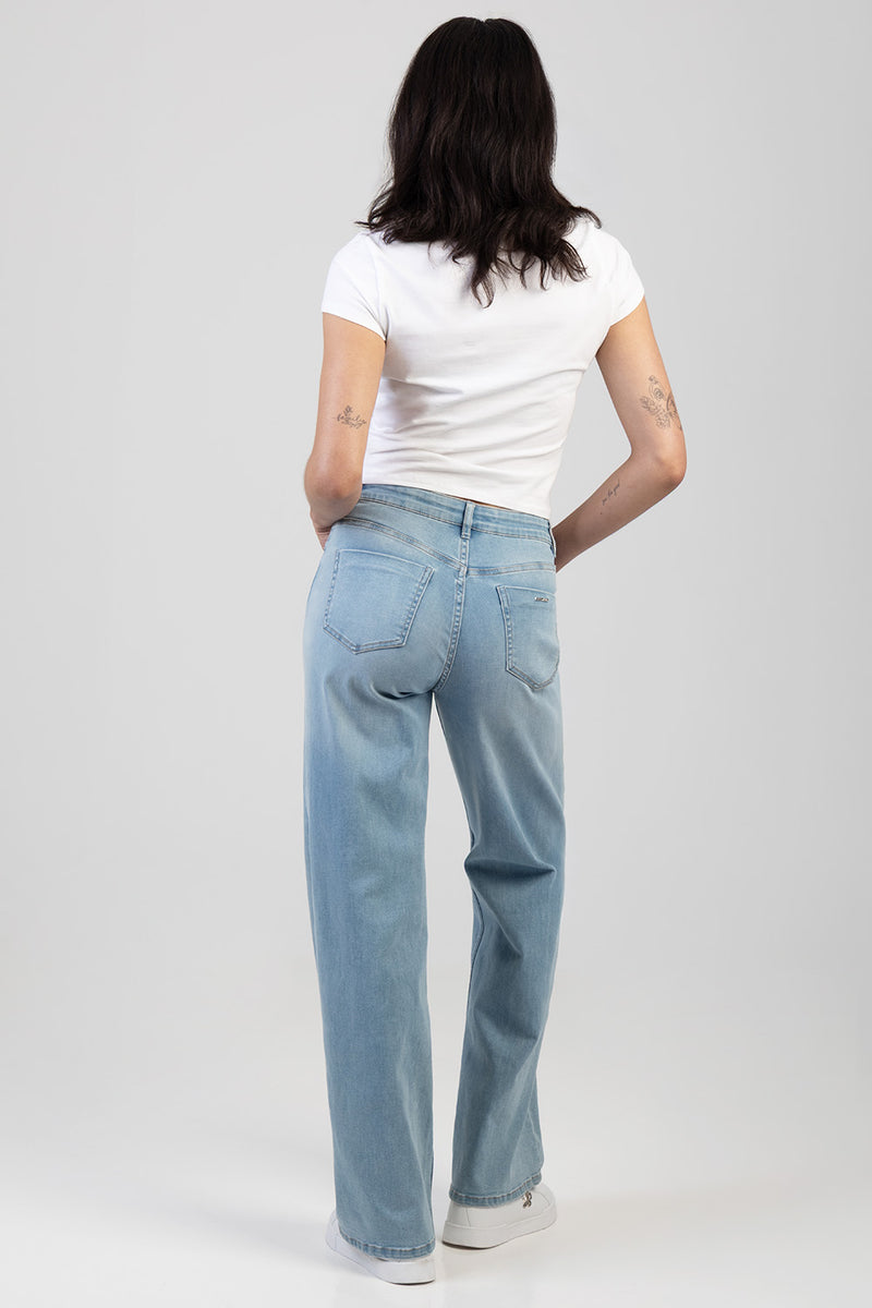 Samanta High Waist Wide Leg Denim - Light Wash