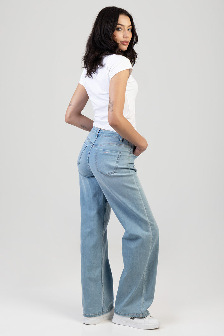 Samanta High Waist Wide Leg Denim - Light Wash