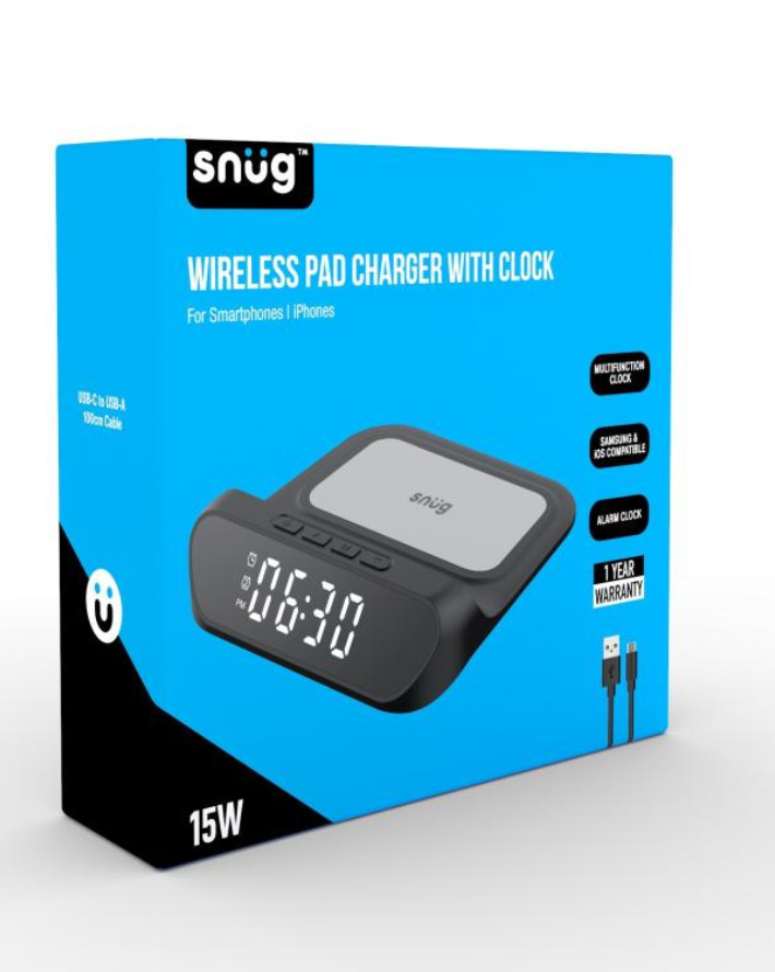 Wireless Charger Clock Pad 15w Hybrid Black