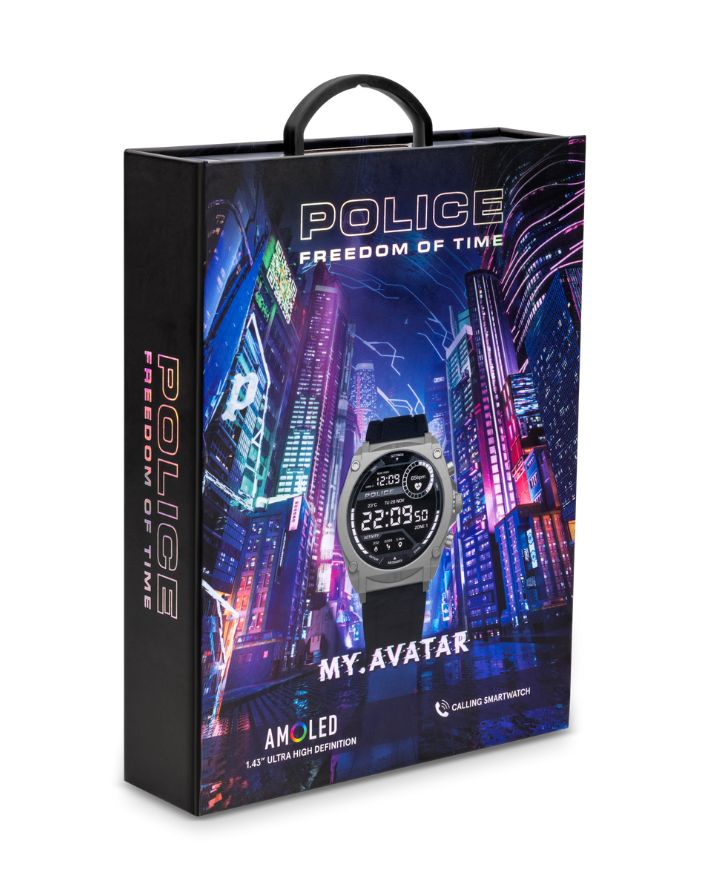 Stainless Steel Case & LED Screen Smart Watch With Rubber Strap - Black