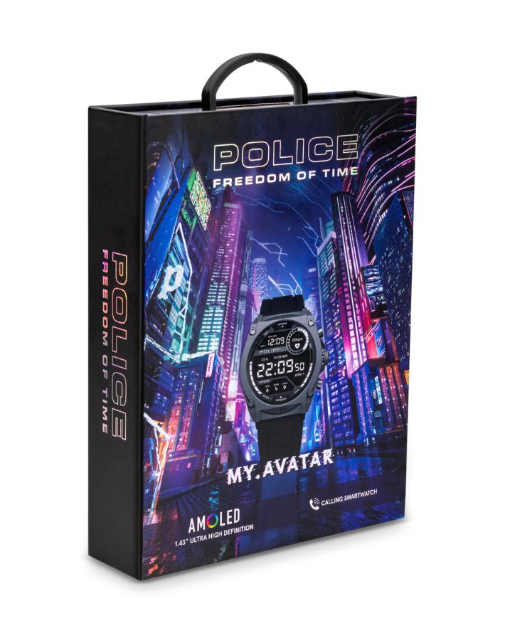 Gunmetal Case & LED Screen Smart Watch With Rubber Strap - Black