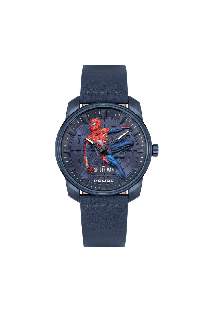 3D Spiderman Logo Leather Strap Watch - Blue