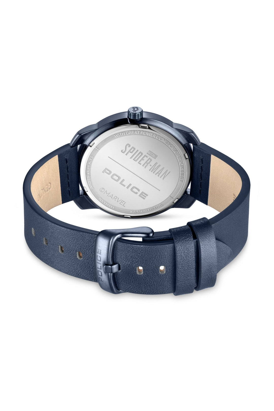 3D Spiderman Logo Leather Strap Watch - Blue