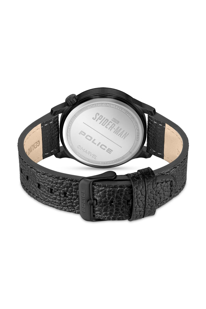 Black Case & Dial 3D Spiderman Leather Watch - Black