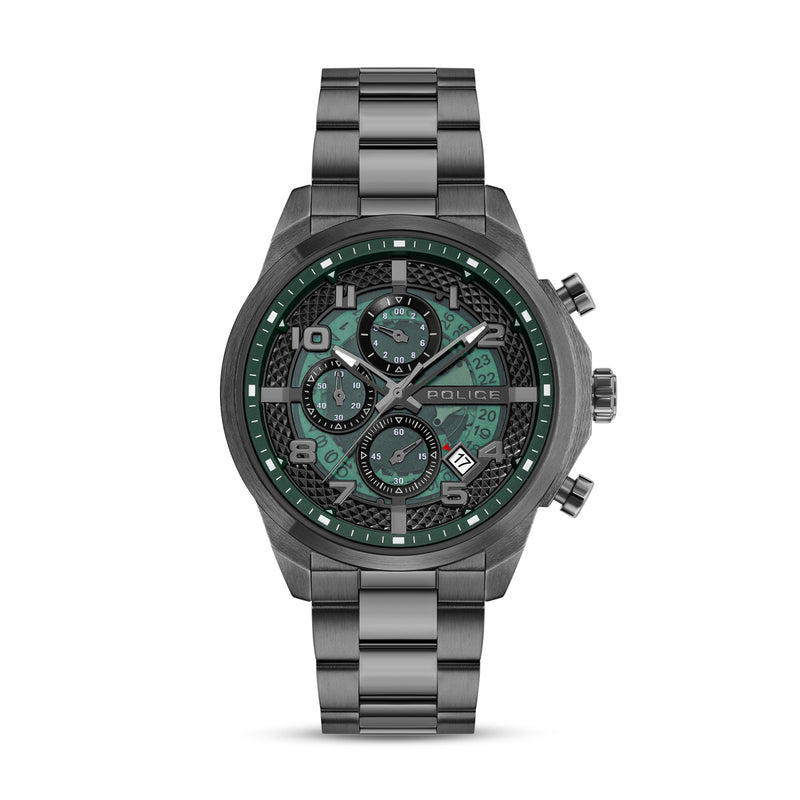 Gunmetal Case & Green Dial Watch With Gunmetal Strap