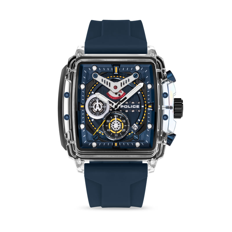 Stainless Steel Case Silver Dial Watch With Stainless Steel Strap - Blue