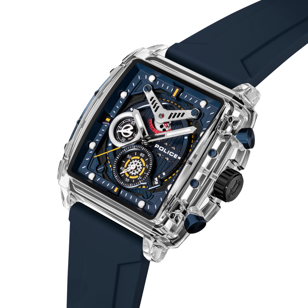 Stainless Steel Case Silver Dial Watch With Stainless Steel Strap - Blue