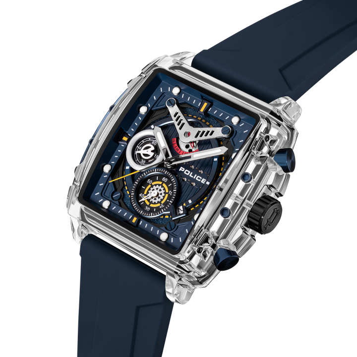 Stainless Steel Case Silver Dial Watch With Stainless Steel Strap - Blue