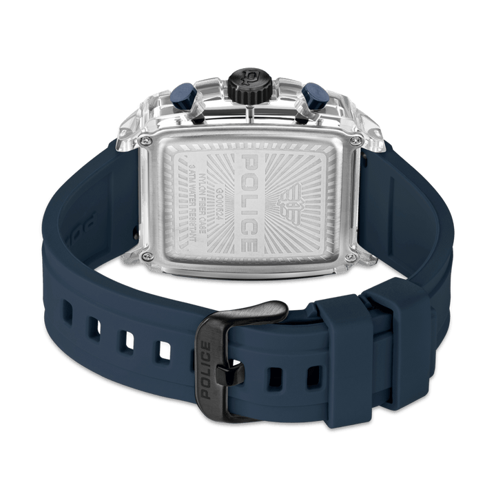 Transparent Case & Blue Dial Watch With Silicone Strap