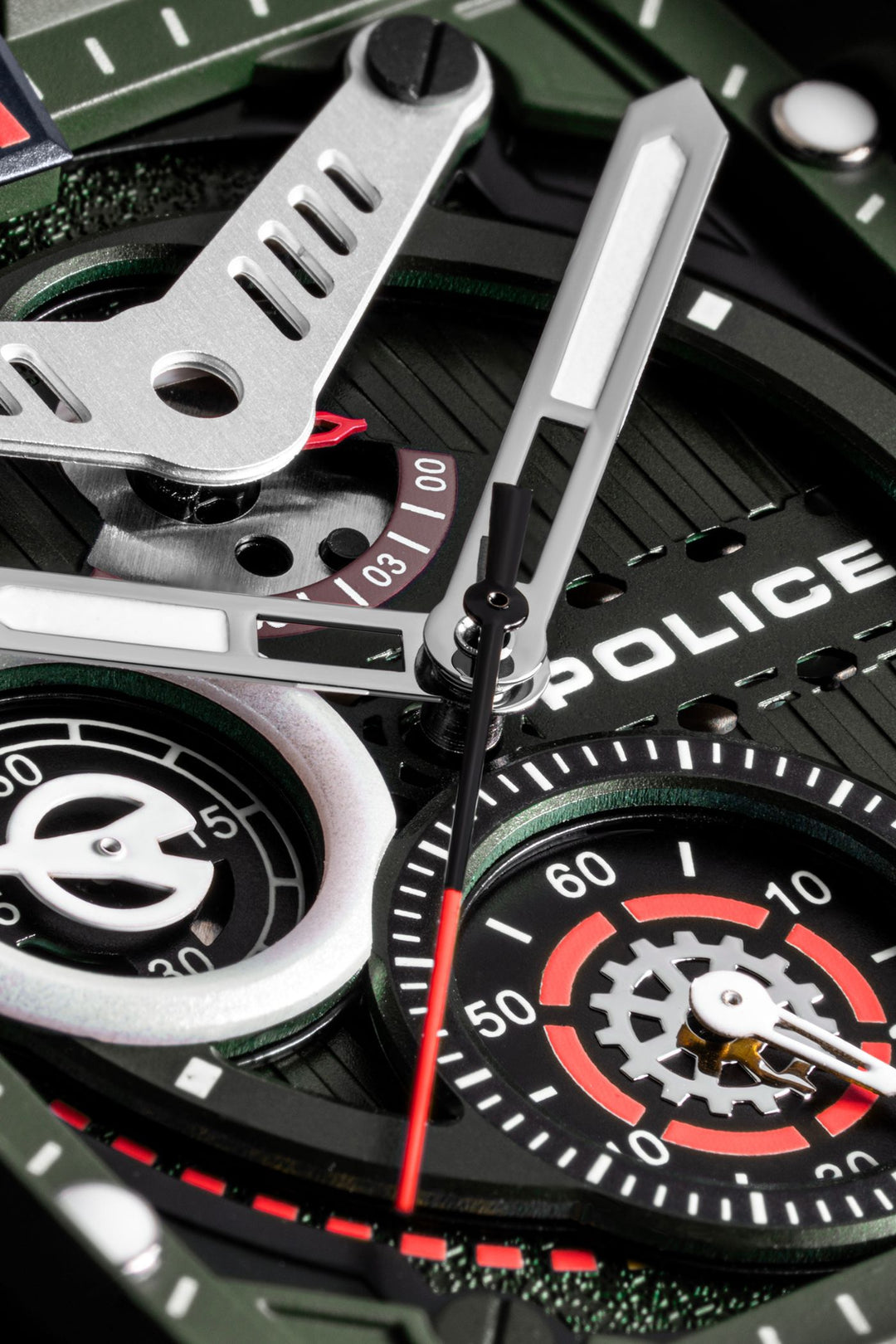 Transparent Case & Green Dial Watch With Silicone Strap