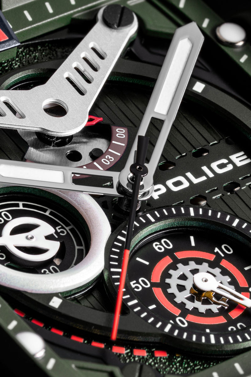 Transparent Case & Green Dial Watch With Silicone Strap
