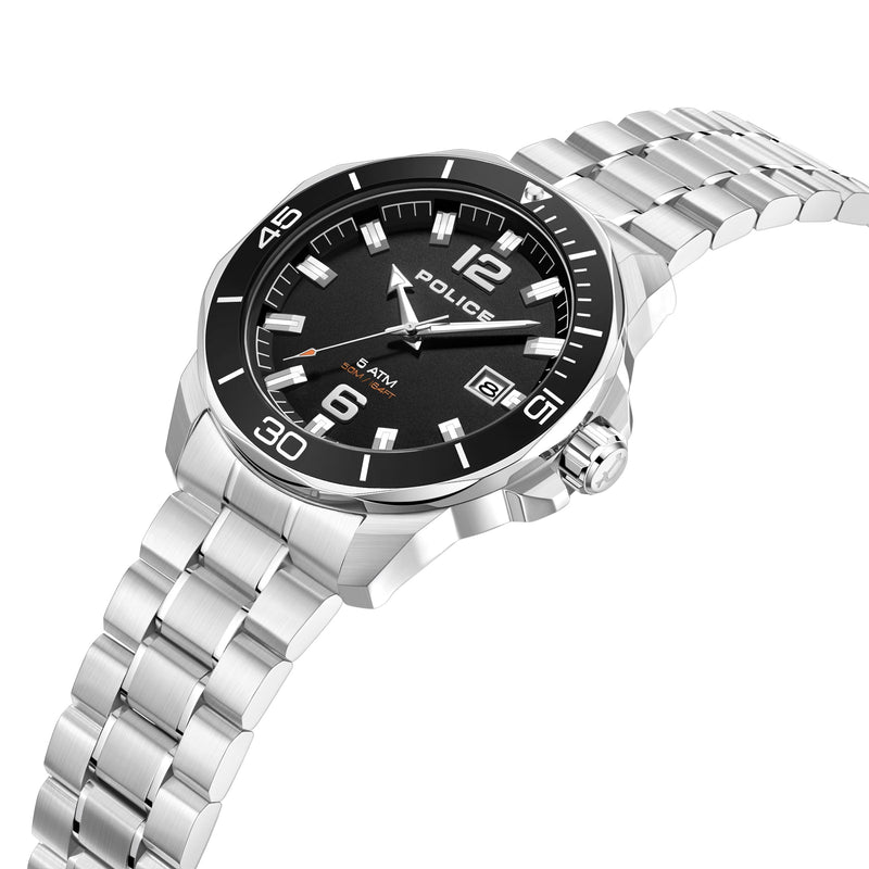 IP Black Case Watch With Black Dial & Steel Bracelet - Metallic