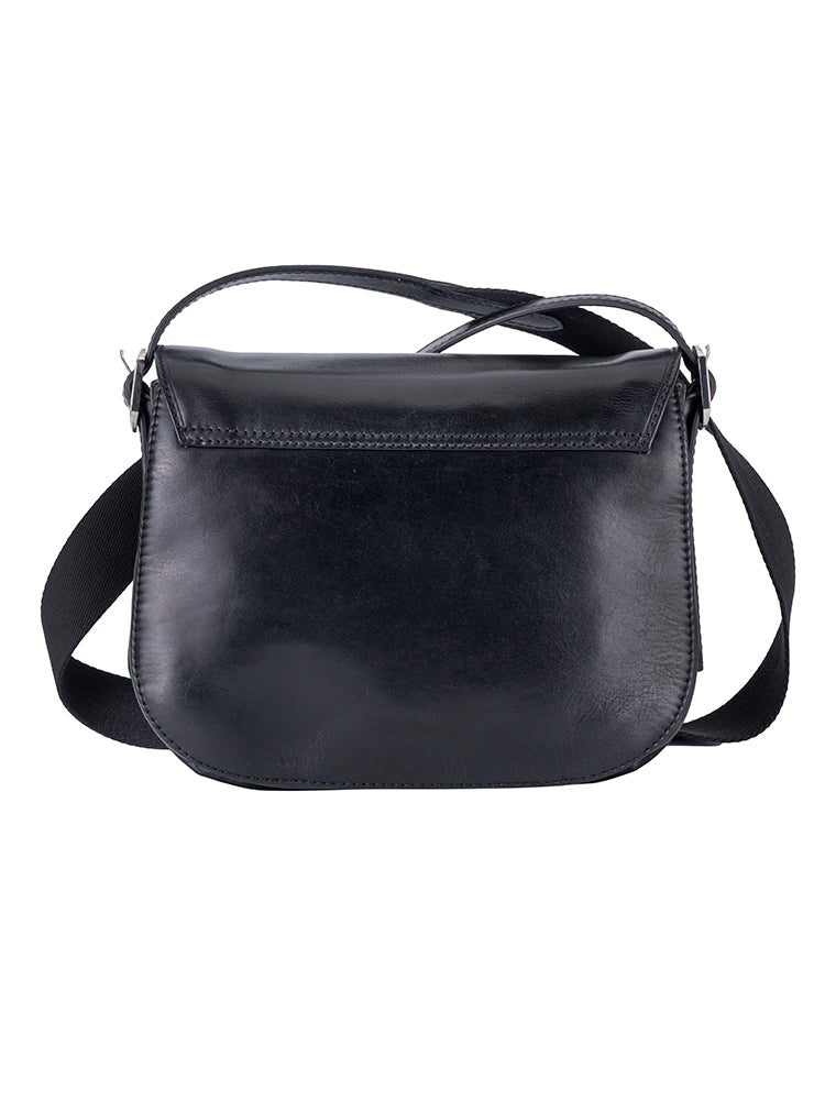 Colorado Leather Flap Over Bag - Black