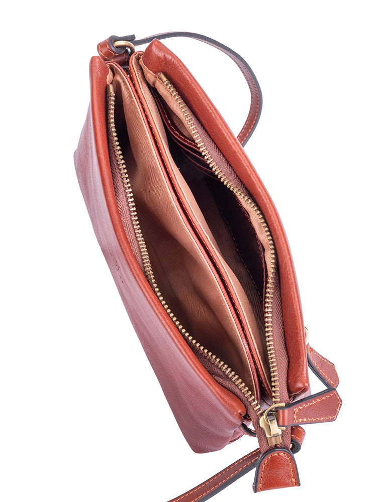 Vega Leather Small Sling Bag - Brown