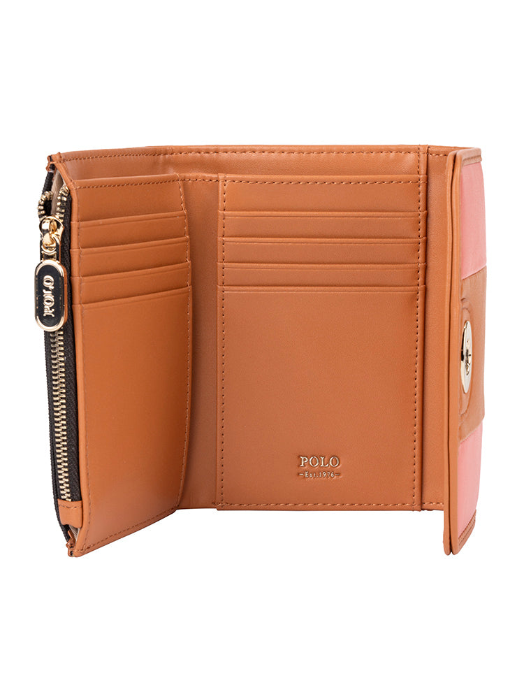 Casablanca Compact Trifold Purse - Coral