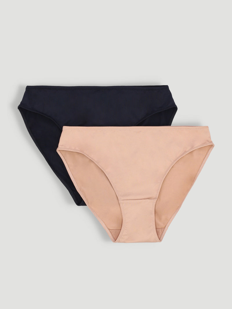 2 Pack Bikini Panties - Beige/Black