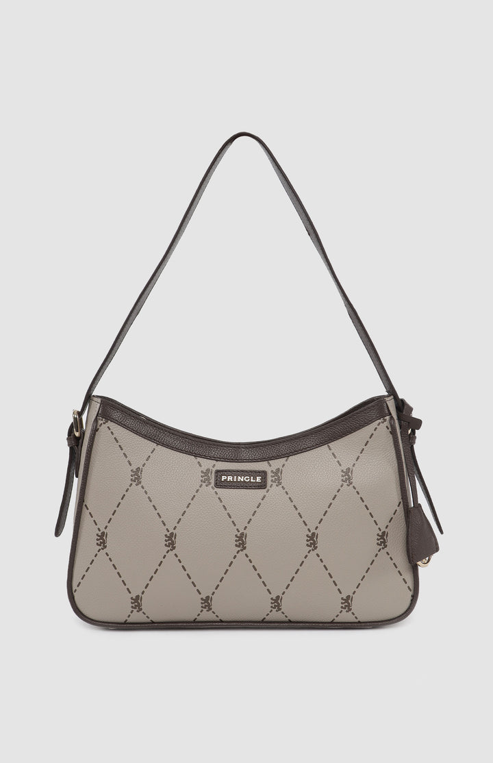 Argyle Print Small Shoulder Bag - Stone