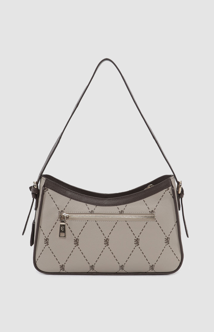 Argyle Print Small Shoulder Bag - Stone
