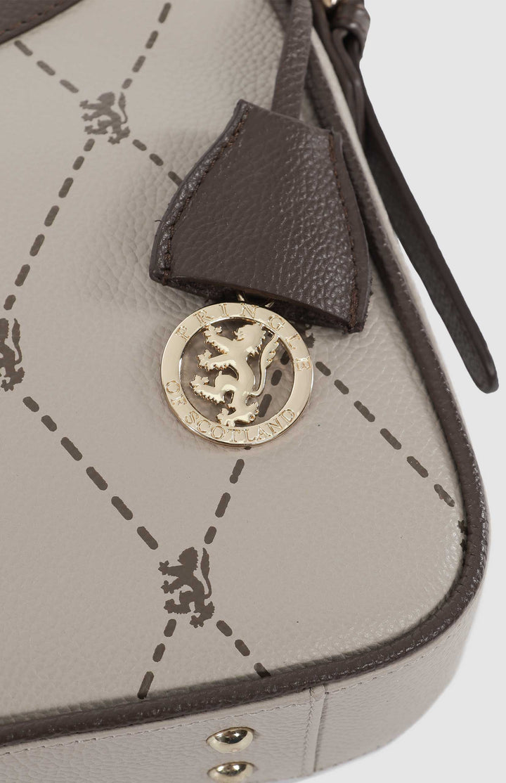 Argyle Print Small Shoulder Bag - Stone