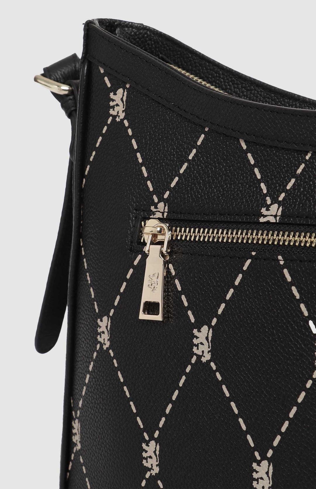 Argyle Print Hobo Bag - Black