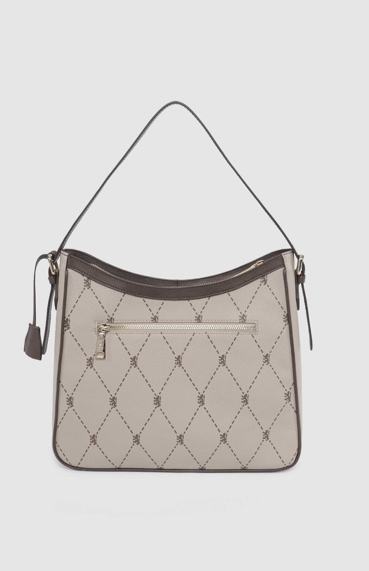 Argyle Print Hobo Bag - Stone