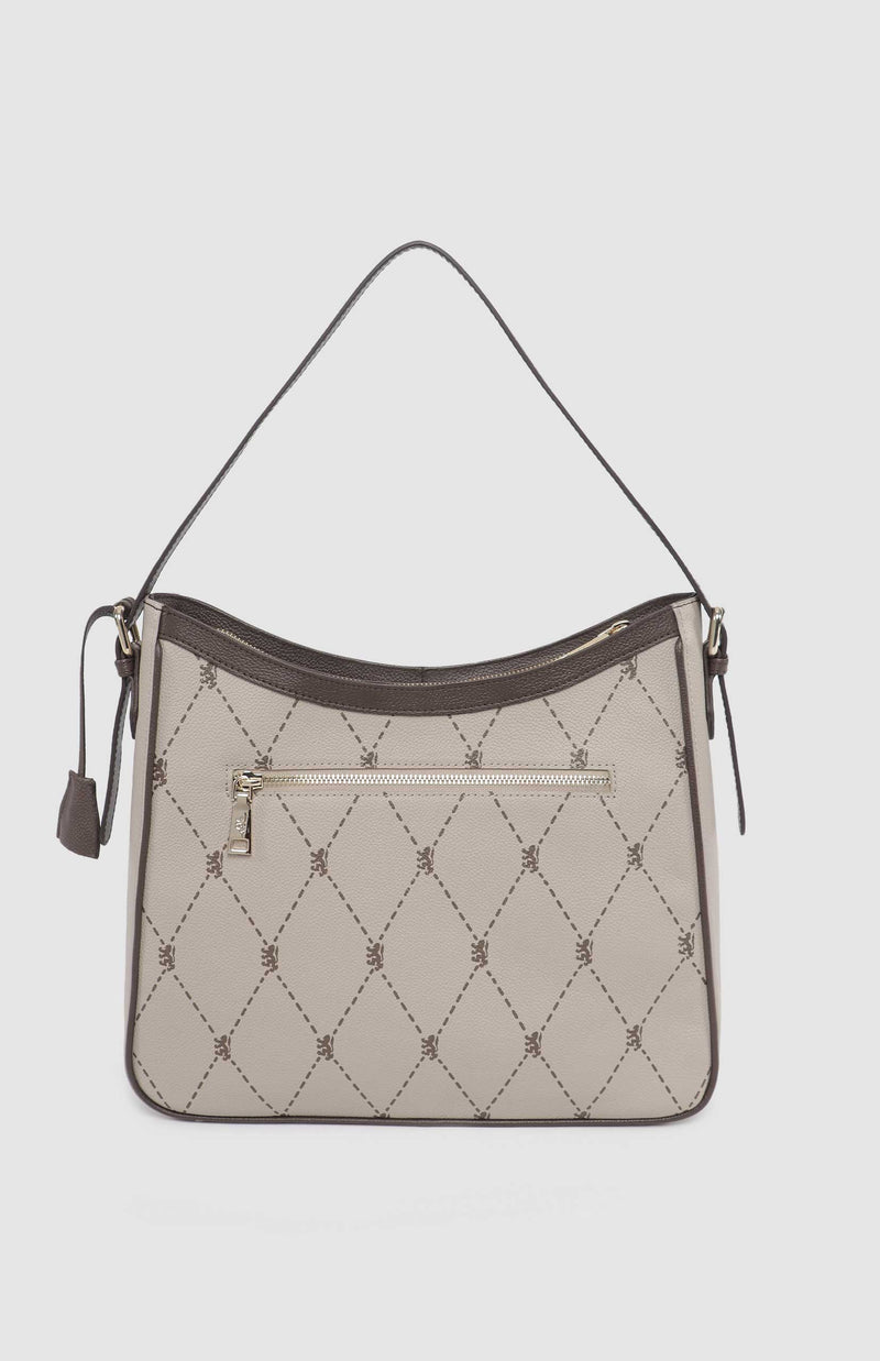 Argyle Print Hobo Bag - Stone
