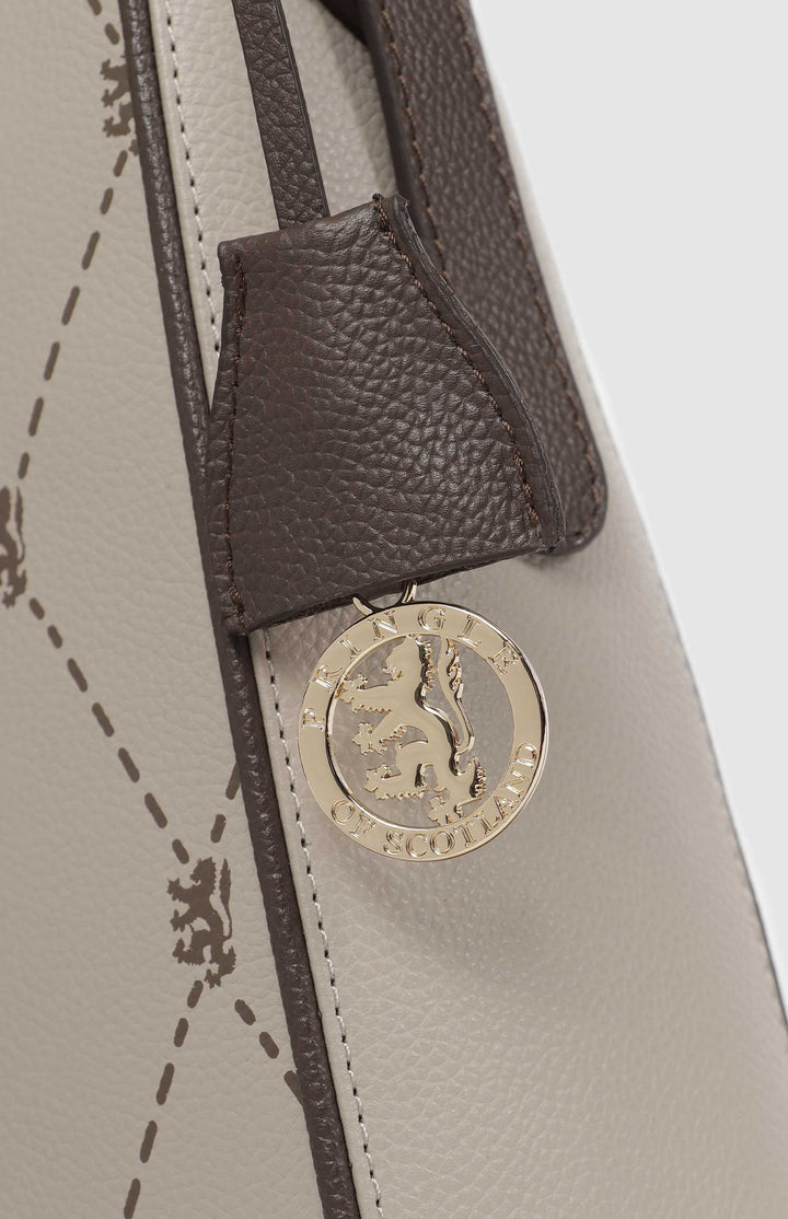 Argyle Print Hobo Bag - Stone