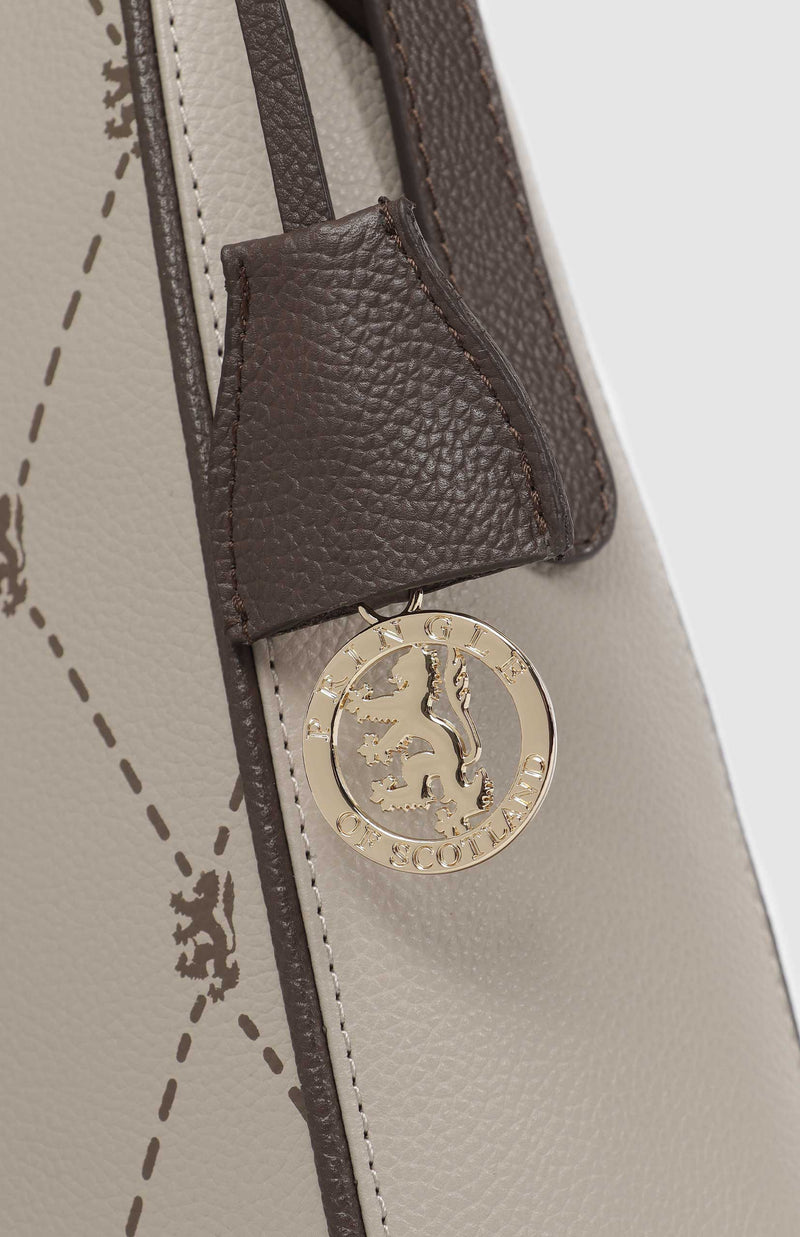 Argyle Print Hobo Bag - Stone