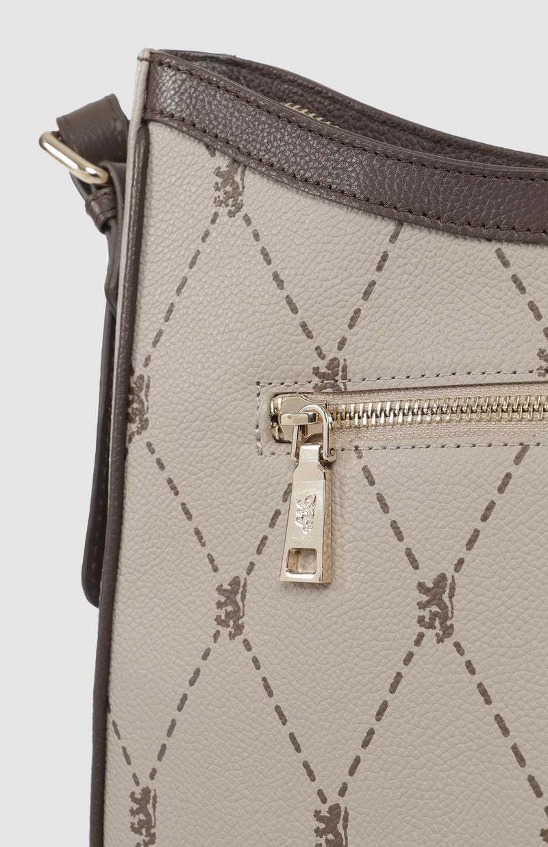 Argyle Print Hobo Bag - Stone