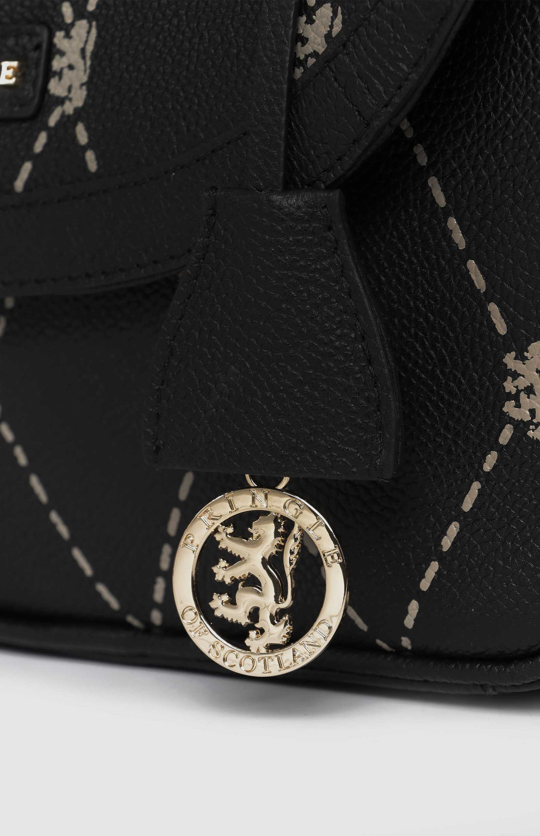 Argyle Print Flapover Crossbody Bag - Black