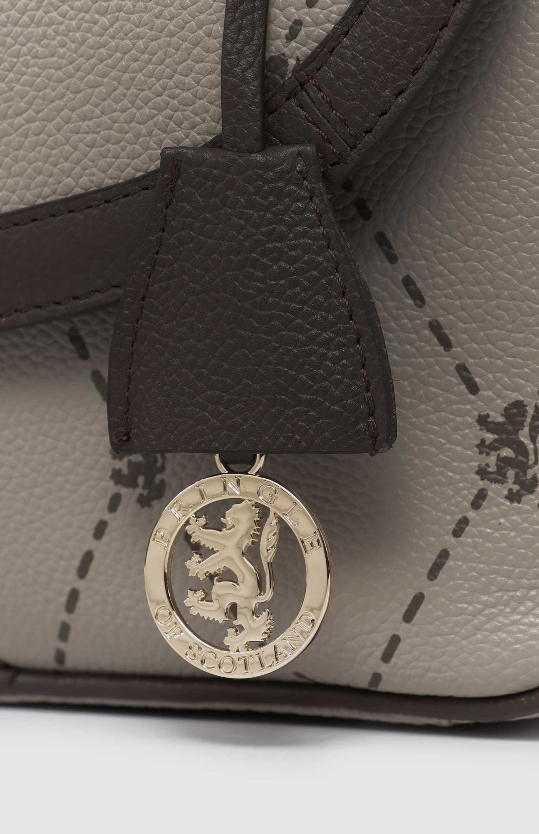 Argyle Print Flapover Crossbody Bag - Stone