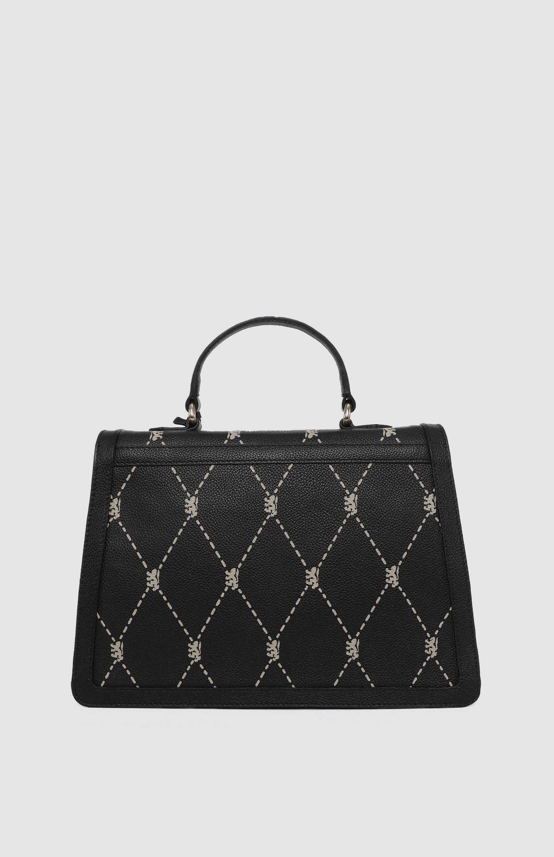 Argyle Print Top Handle Crossbody Bag - Black
