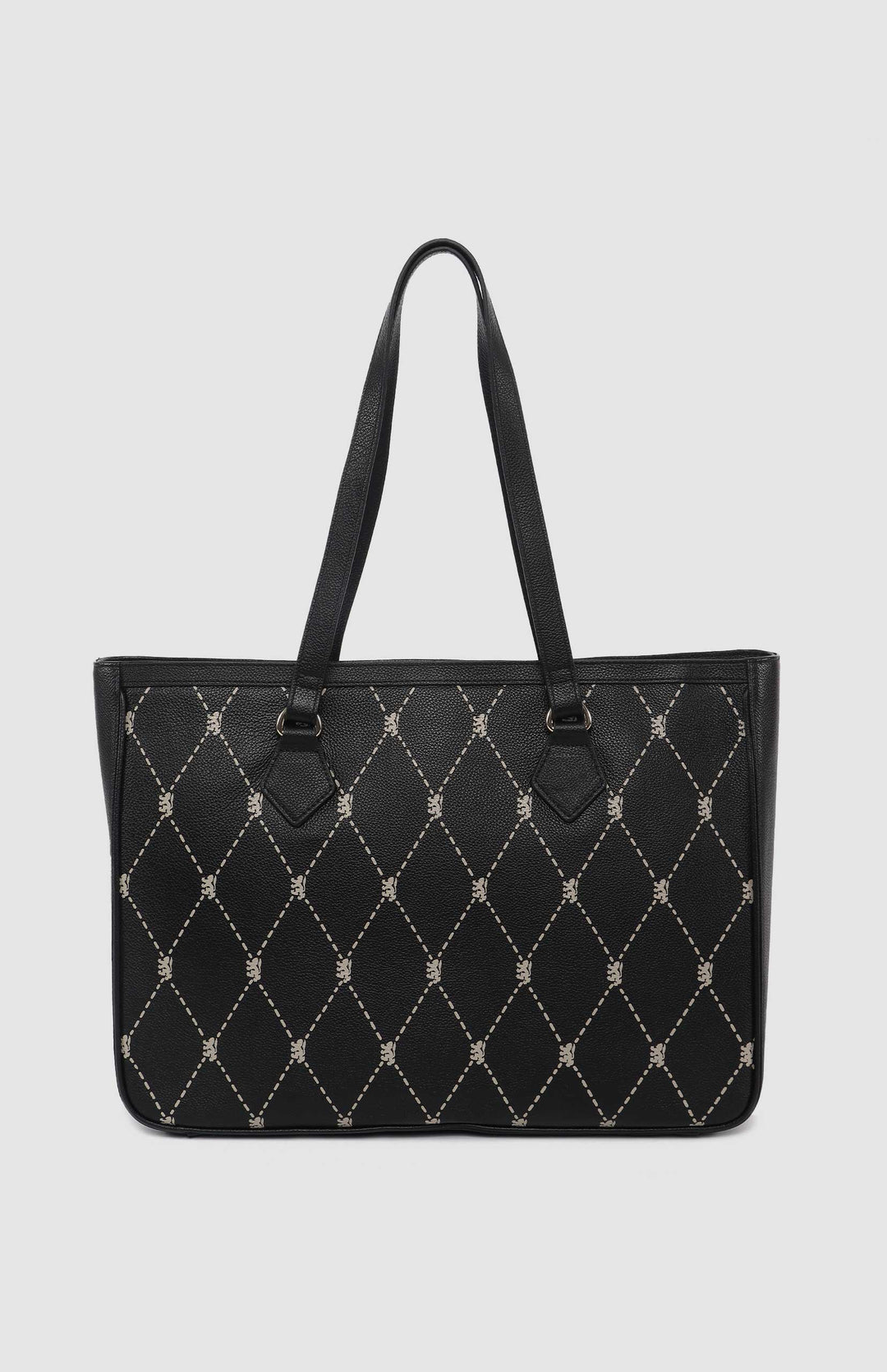 Argyle Print Work Laptop Tote Bag - Black