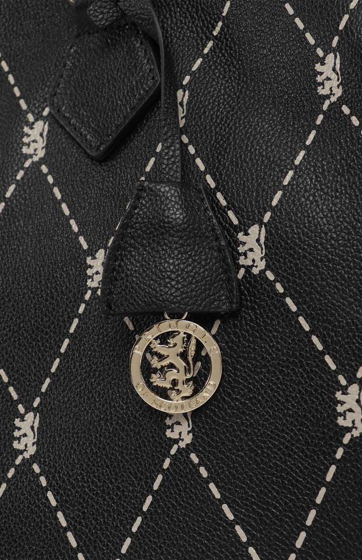 Argyle Print Work Laptop Tote Bag - Black